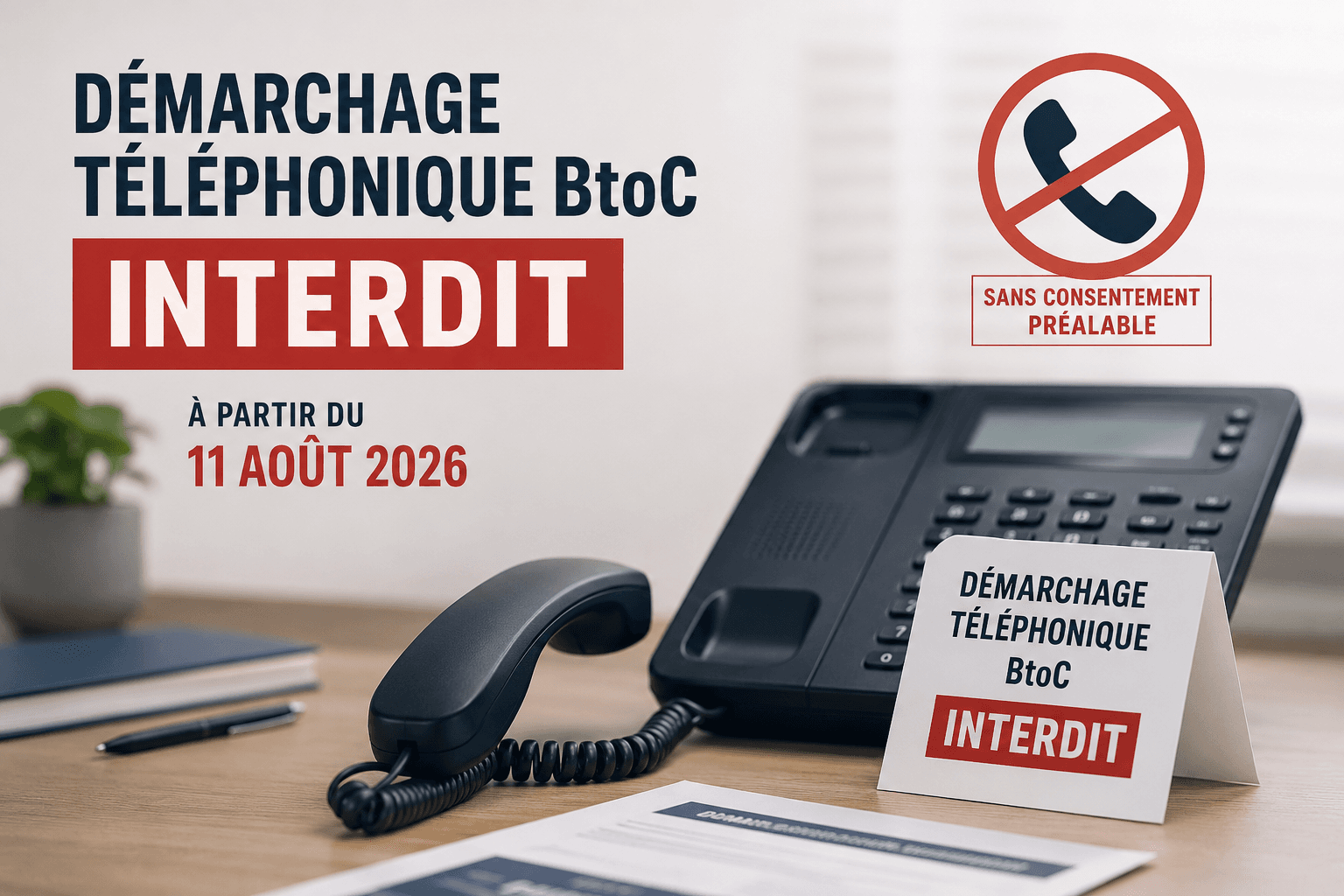 Fin du démarchage téléphonique B2C à froid au 11 août 2026